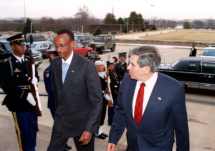 Paul Kagame (left) with Paul Wolfowitz. Public domain image, Wikimedia Commons.