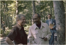 Jimmy Carter (left) with Anwar Sadat. National Archives and Records Administration image, Wikimedia Commons.